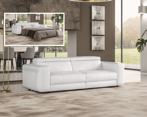 Coronelli Collezioni Icon Modern Italian White Leather Sofa Bed