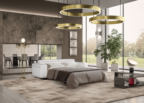 Coronelli Collezioni Icon Modern Italian White Leather Sofa Bed