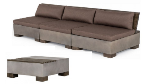 Modrest Delaware Modern Concrete Sofa Set with Square Coffee Table