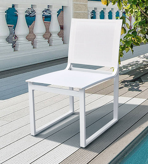 Divani Casa Kayak Modern Outdoor White Dining Chair (Set of 2)