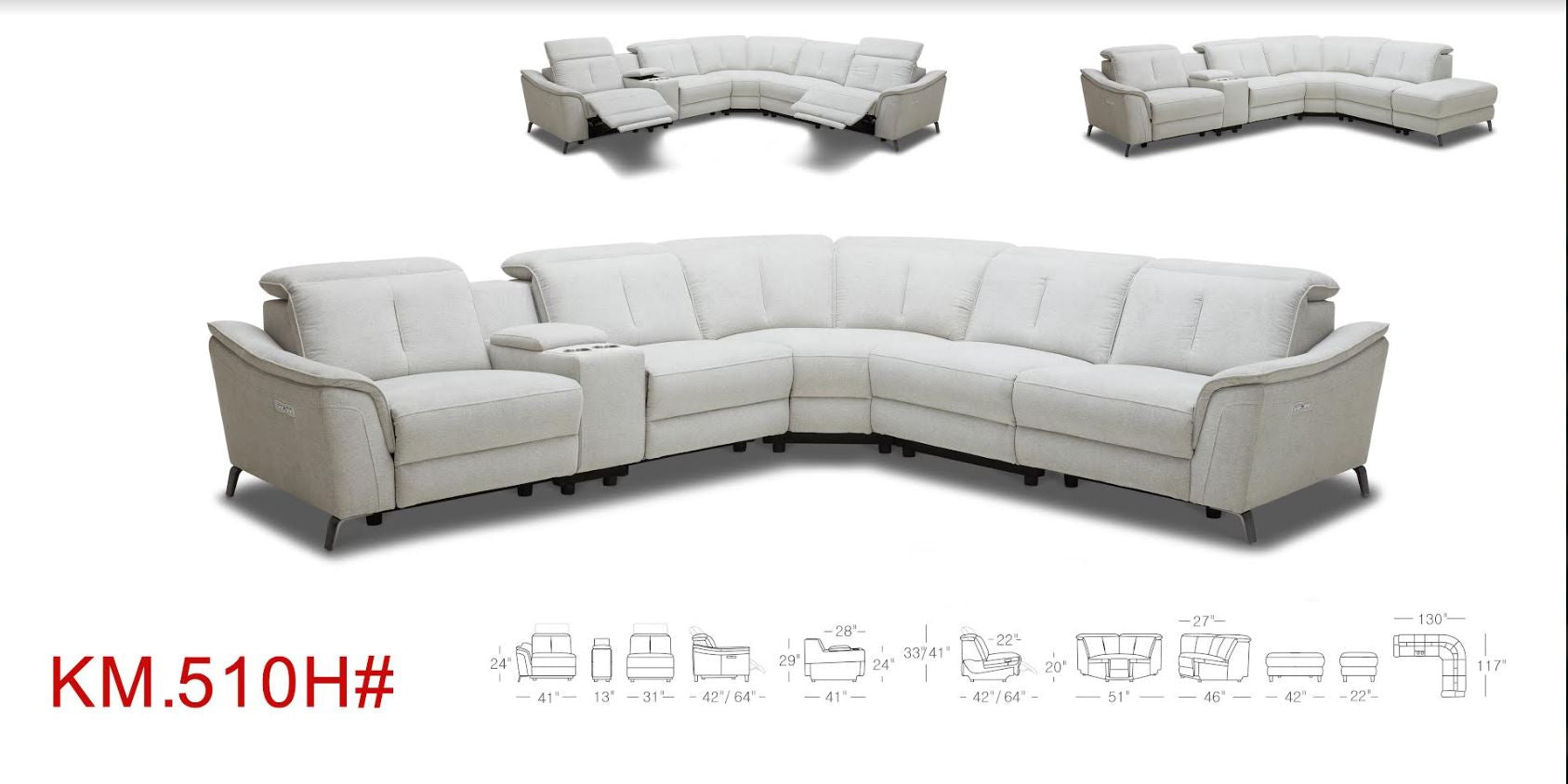 Divani Casa Lloyd Modern Grey Fabric Sectional with Recliners & Consol ...
