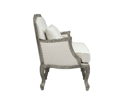 ACME Tania Cream Linen & Brown Finish Loveseat Model LV01131