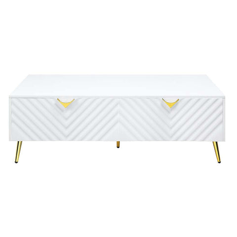 ACME Gaines White High Gloss Finish Coffee Table Model LV01139
