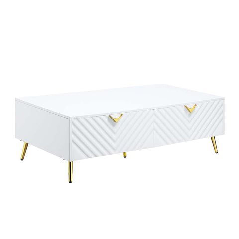 ACME Gaines White High Gloss Finish Coffee Table Model LV01139