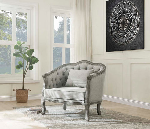 ACME Samael Gray Linen & Gray Oak Finish Chair Model LV01163