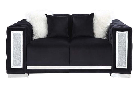 ACME Trislar Black Velvet Loveseat Model LV01398