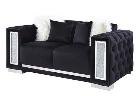 ACME Trislar Black Velvet Loveseat Model LV01398
