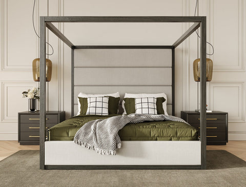 Modrest Manhattan Contemporary Canopy Grey Bed