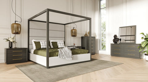 Modrest Manhattan Contemporary Canopy Grey Bed
