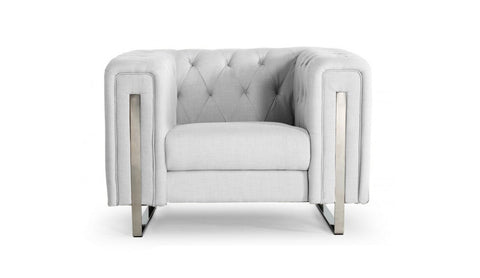Divani Casa Salvia Modern White Leatherette Accent Chair