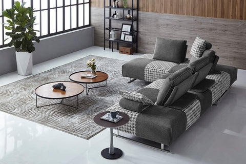 Divani Casa Cooke Modern Grey Houndstooth Fabric Modular Sectional Sofa Bed