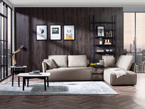 Divani Casa Polson Modern Light Grey Fabric Modular Sectional Sofa Bed
