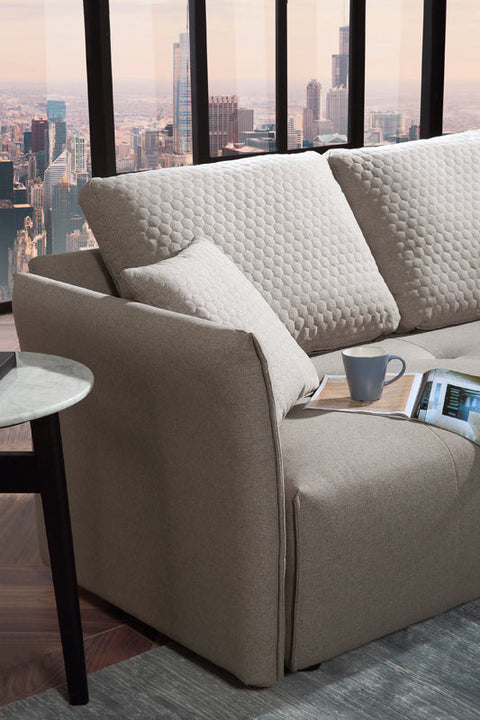 Divani Casa Polson Modern Light Grey Fabric Modular Sectional Sofa Bed