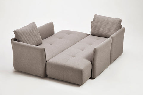 Divani Casa Polson Modern Light Grey Fabric Modular Sectional Sofa Bed