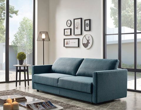 Divani Casa Fredonia Modern Blue Green Fabric Sofa Bed with Storage