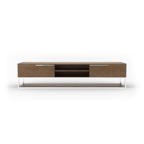 Modrest Heloise Modern Walnut and Stainless Steel TV Stand