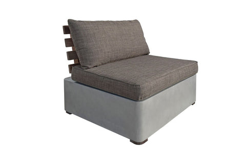 Divani Casa Garza Outdoor Concrete & Teak Modular Sofa