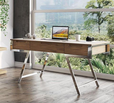 Modrest Dessart Modern Walnut Veneer Desk