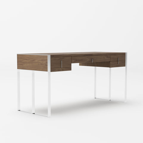 Modrest Orcutt Modern Walnut & Stainless Steel Desk