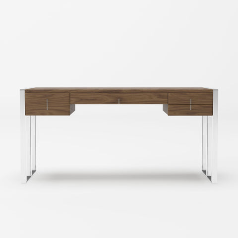 Modrest Orcutt Modern Walnut & Stainless Steel Desk