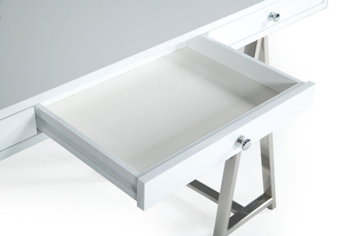 Modrest Ostrow White & Stainless Steel Desk