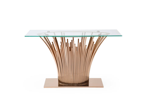 Modrest Paxton Modern Glass & Rosegold Console Table