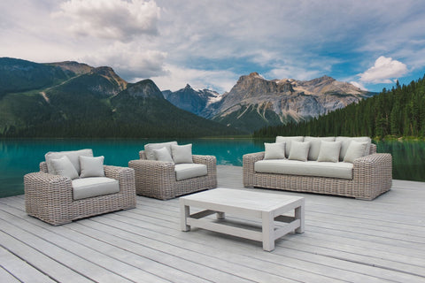 Divani Casa Portugal Outdoor Beige Wicker Sofa Set