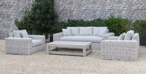 Divani Casa Portugal Outdoor Grey Wicker Sofa Set