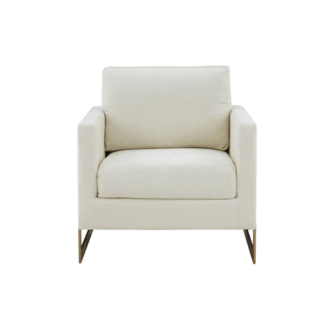 Modrest Prince Contemporary Cream Fabric & Gold Metal Accent Chair