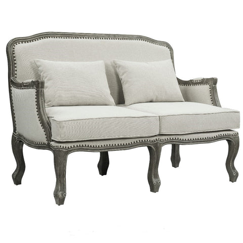 ACME Tania Cream Linen & Brown Finish Loveseat Model LV01131