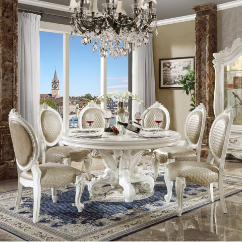ACME Versailles  PU & Bone White Finsih Dining Table Model DN01388