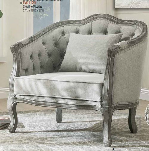 ACME Samael Gray Linen & Gray Oak Finish Chair Model LV01163