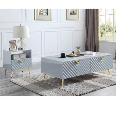 ACME Gaines Gray High Gloss Finish Coffee Table Model LV01135