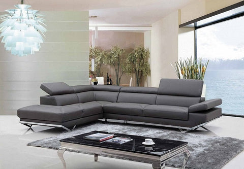 Divani Casa Quebec Modern Dark Grey Eco Leather Left Facing Sectional Sofa