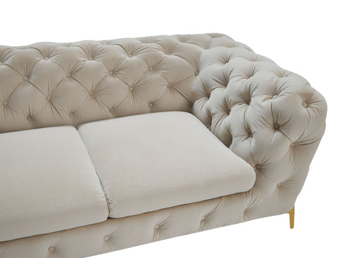 Divani Casa Quincey Transitional Beige Velvet Sofa Set