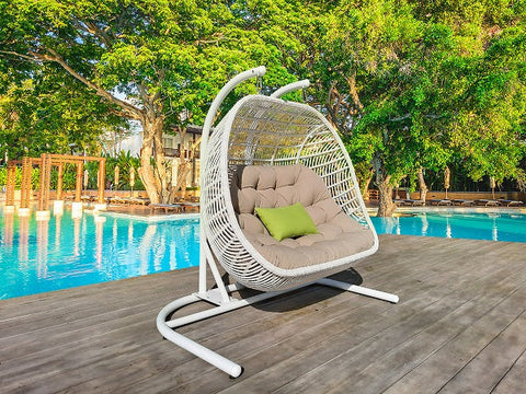 Divani Casa San Juan Outdoor White & Beige Hanging Chair
