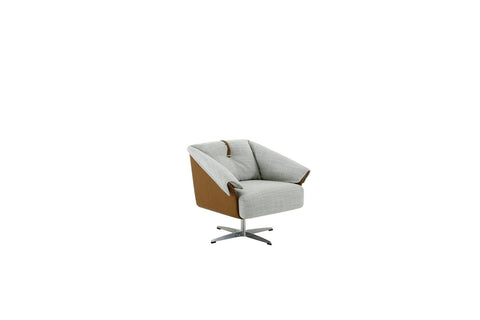 Modrest Ohio Swivel Grey and Camel Fabric Accent Chair