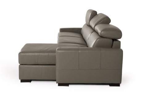 Estro Salotti Sacha Modern Dark Grey Leather Reversible Sectional Sofa Bed with Storage