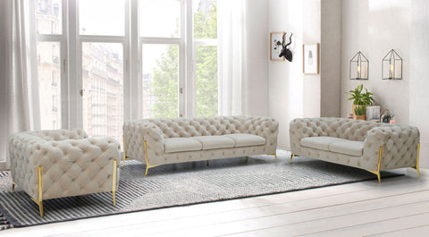 Divani Casa Sheila Transitional Beige Fabric Sofa Set