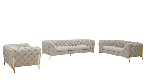 Divani Casa Sheila Transitional Beige Fabric Sofa Set
