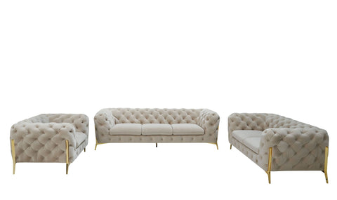 Divani Casa Sheila Transitional Beige Fabric Sofa Set