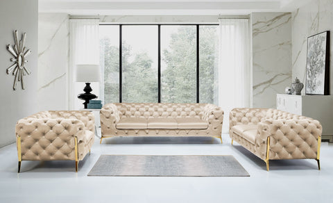 Divani Casa Sheila Transitional Light Beige Fabric Sofa Set