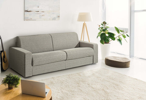 Modrest Made in Italy Urrita Modern Gray Fabric Sofa Bed with Full Size Mattress