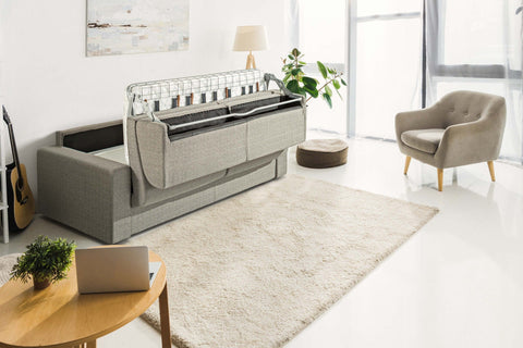 Modrest Made in Italy Urrita Modern Gray Fabric Sofa Bed with Full Size Mattress