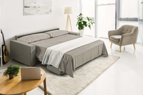 Modrest Made in Italy Urrita Modern Gray Fabric Sofa Bed with Full Size Mattress